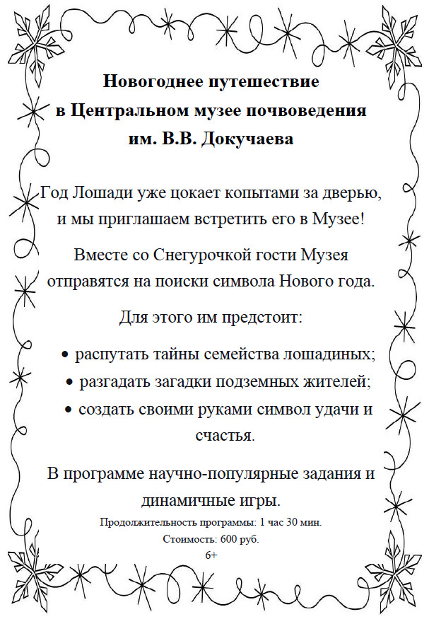 Новогодняя программа 2025-2026. ЦМП им. В.В. Докучаева